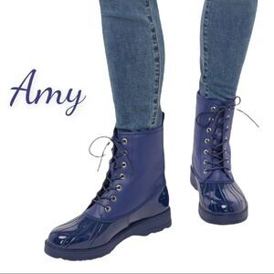NEW Amy Women's Lace-up Nice Blue Snow Rain Duck Boots 8.5